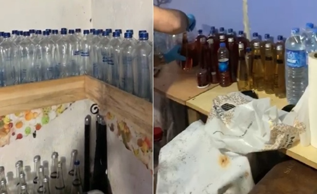 Kocaeli'de sahte içki üreten eve baskın! Kocaeli'de sahte içki üreten eve baskın!