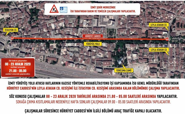 İSU, Hürriyet Caddesi’nde çalışma yapacak