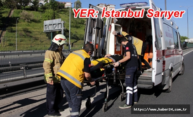 Sarıyer TEM'de otomobil bariyerlere çarptı