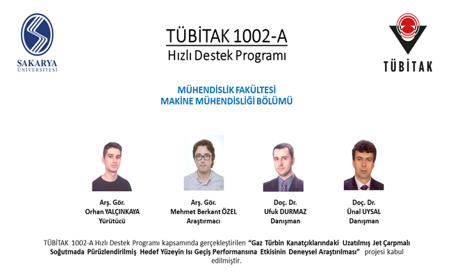 Sakarya Üniversitesi Mühendislik Fakültesinden TÜBİTAK 1002-A Proje Başarısı