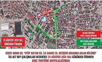 Gebze’de  İSU altyapı çalışması nedeniyle geçici güzergah uygulaması yapılacak!