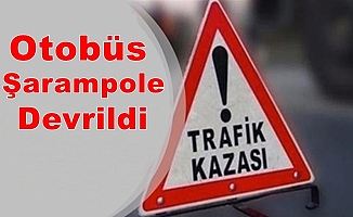 Van'da yolcu otobüsü devrildi!