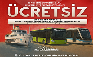 Kocaeli'de  30 Ağustos’ta toplu ulaşım ücretsiz   